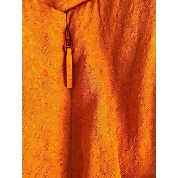 TED Baker High‎ Neck Paneled Midi Dress Tangerine Orange Sz 2 - Picture 6 of 9